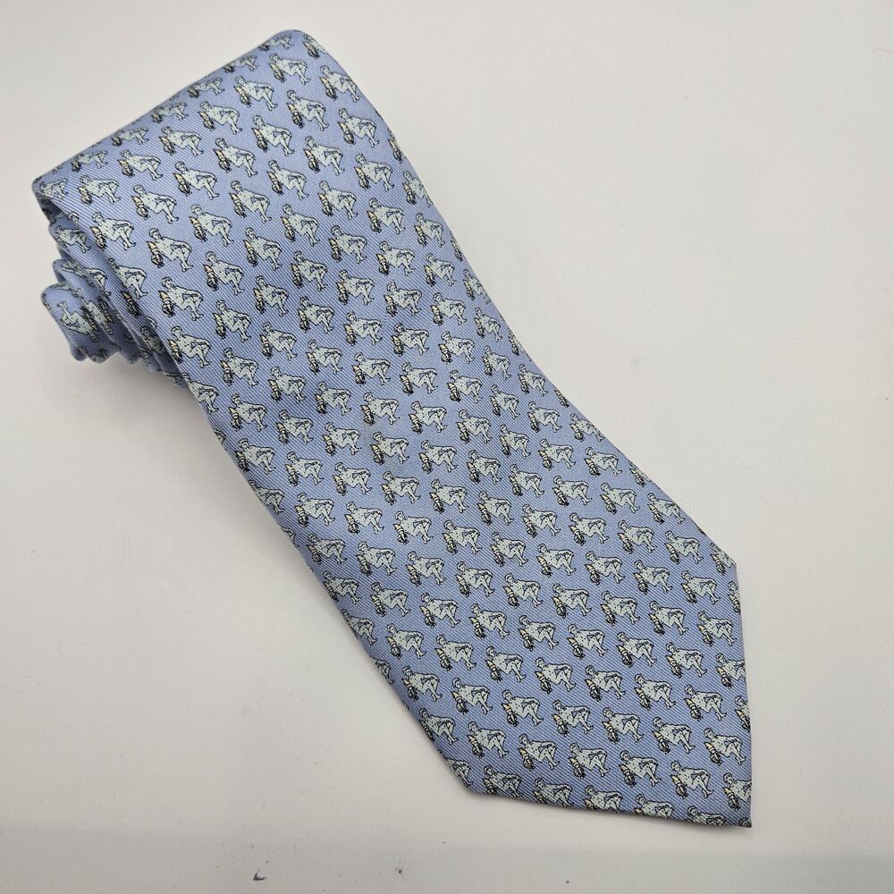 Vineyard Vines Custom Greek Torch 100% Silk Blue Tie 58.25x3.5" READ